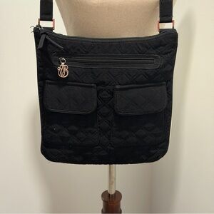 Vera Bradley Black Quilted Microfiber Crossbody Hipster Bag Classic Black